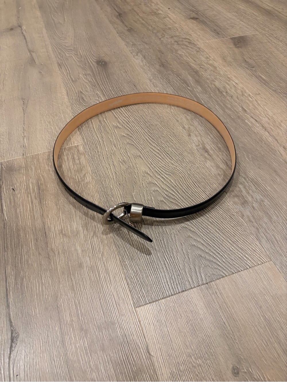 Jacqueline Ferrar Black Leather Knot Belt with Silver Buckle